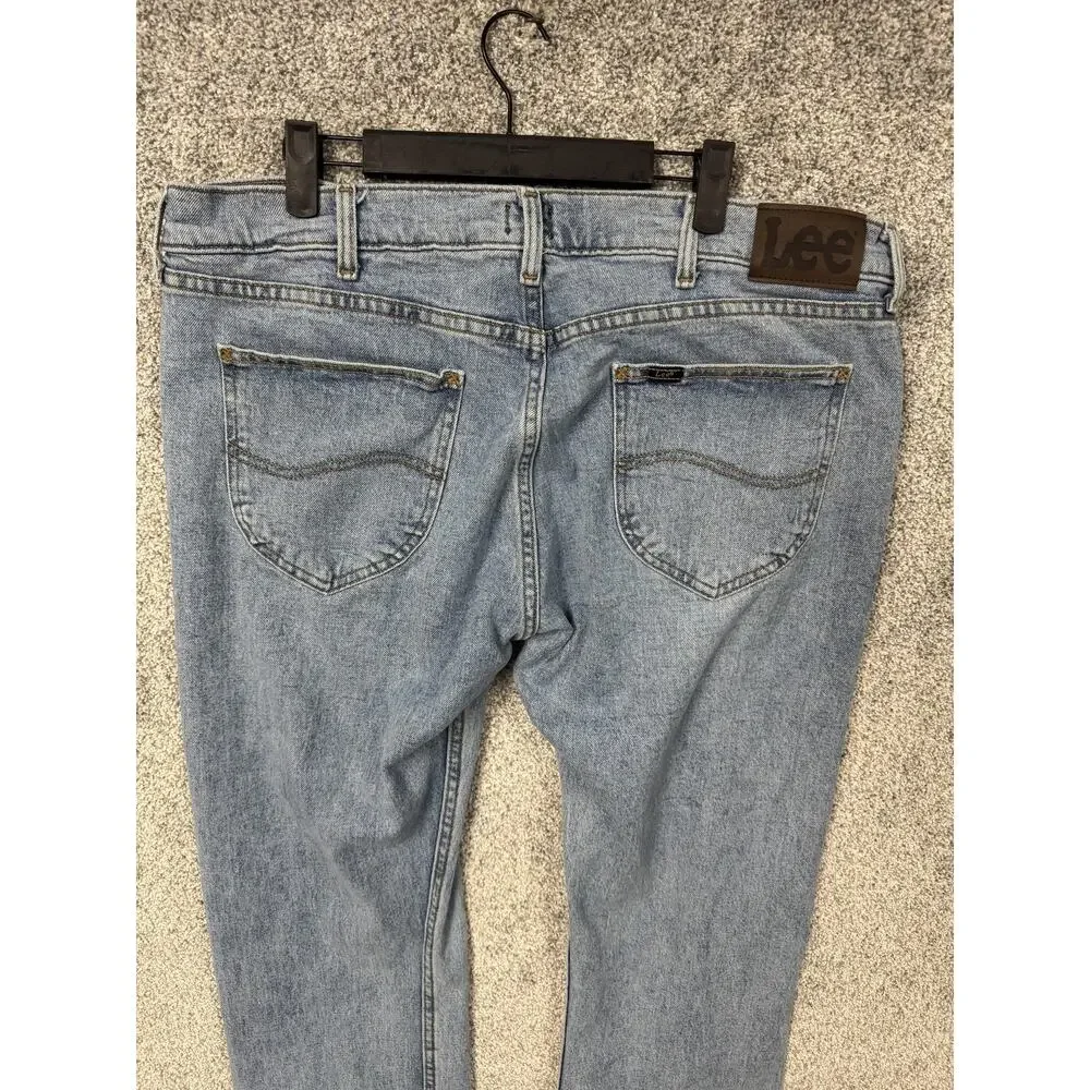 Lee Slim Fit Jeans Mens 38x32 Blue Tapered Leg Stretch Denim Casual 38x34 Tag
